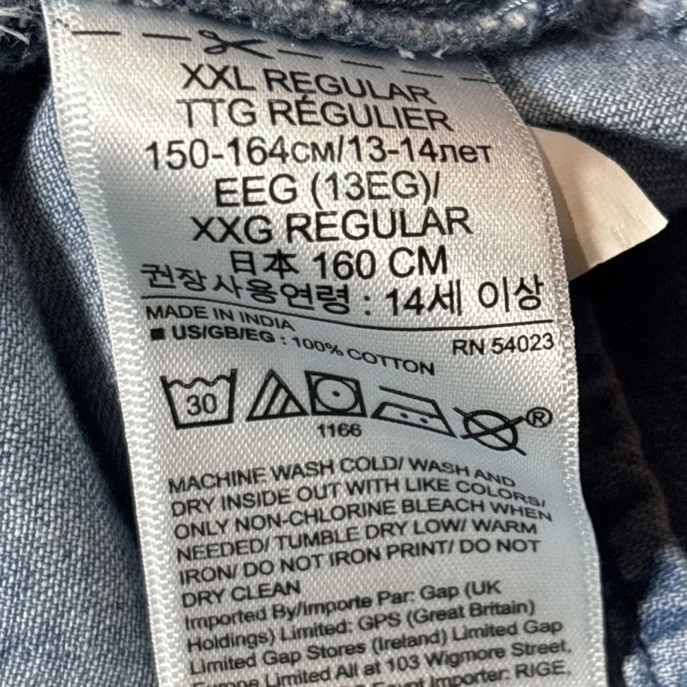 GAP Kids Denim Jean Shirt Dress Long Sleeve Button Front Pockets Blue Size XXL